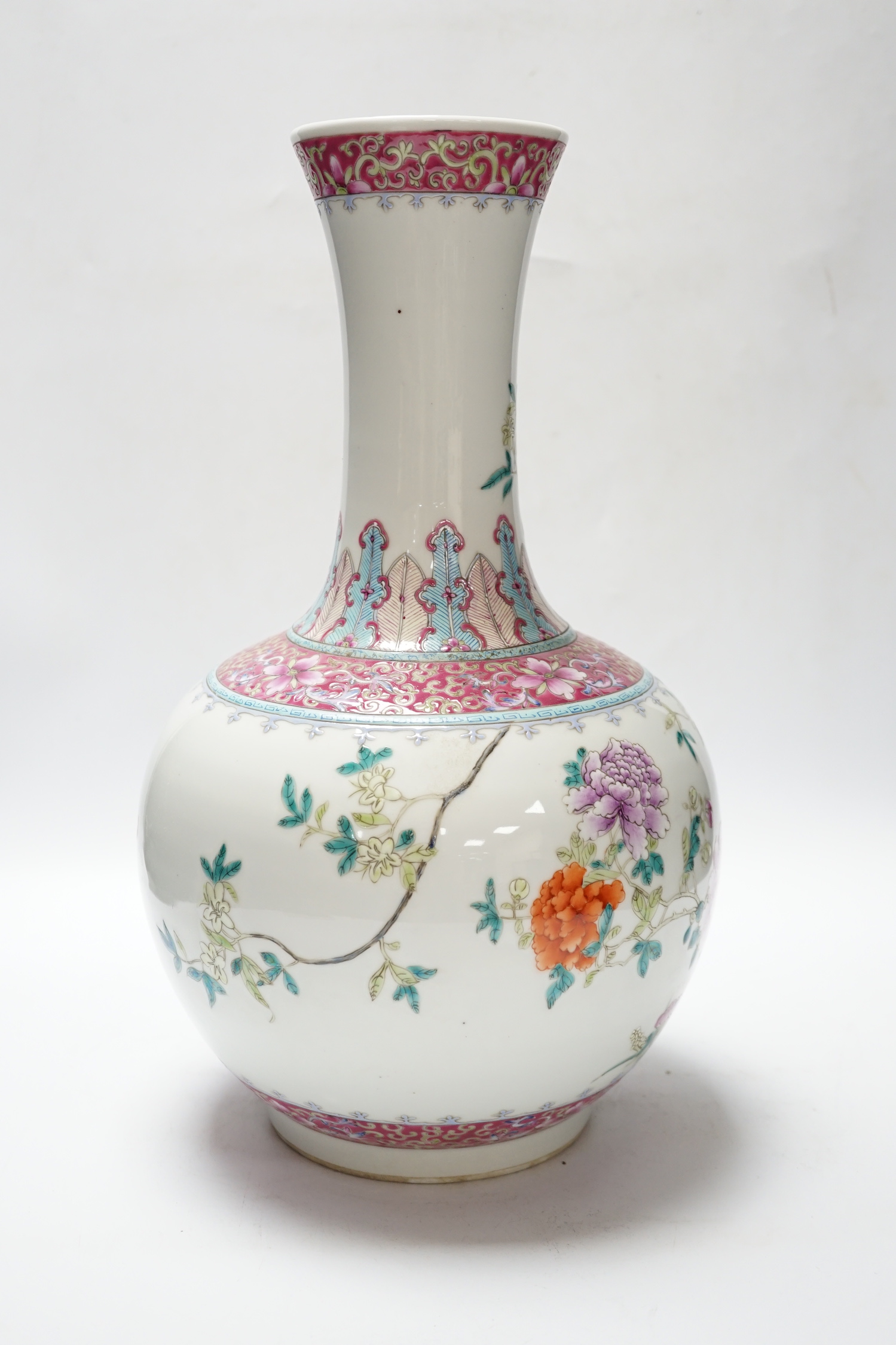 A Chinese famille rose bottle vase, 39cm